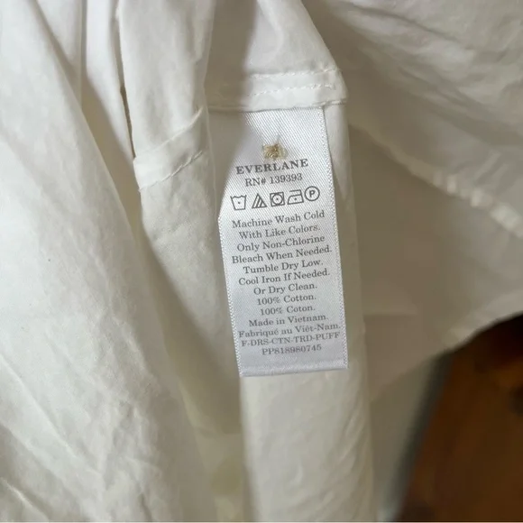 Everlane tiered white dress cotton poplin crewneck pockets size 6 women’s - Picture 5 of 5